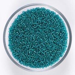 50 Gram, Küçük Boy Kum Boncuğu, 1.5 mm, Takı Yapım Boncuğu, Şeffaf Petrol Yeşil Renk, K79 - 1