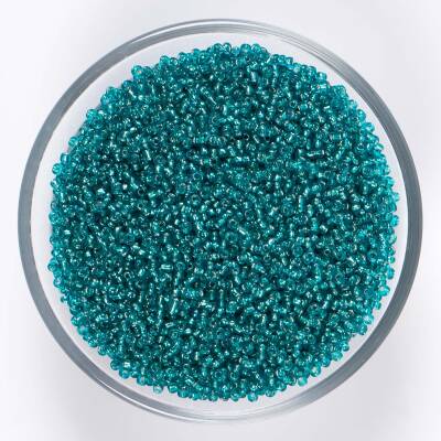 50 Gram, Küçük Boy Kum Boncuğu, 1.5 mm, Takı Yapım Boncuğu, Şeffaf Petrol Yeşil Renk, K79 - 1