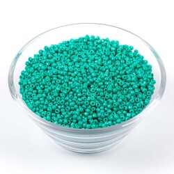 50 Gram, Küçük Boy Mat Kum Boncuğu, 1.5 mm, Takı Yapım Boncuğu, Turkuaz-Yeşil Renk, K65 - 2