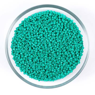 50 Gram, Küçük Boy Mat Kum Boncuğu, 1.5 mm, Takı Yapım Boncuğu, Turkuaz-Yeşil Renk, K65 - 1