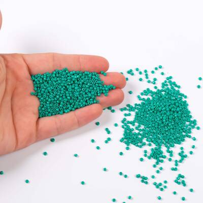 50 Gram, Küçük Boy Mat Kum Boncuğu, 1.5 mm, Takı Yapım Boncuğu, Turkuaz-Yeşil Renk, K65 - 4