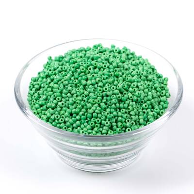 50 Gram, Küçük Boy Mat Kum Boncuğu, 1.5 mm, Takı Yapım Boncuğu, Yeşil Renk, K71 - 2