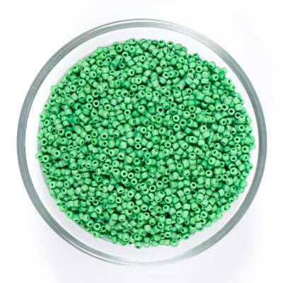 50 Gram, Küçük Boy Mat Kum Boncuğu, 1.5 mm, Takı Yapım Boncuğu, Yeşil Renk, K71 - 1