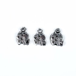 6 Adet - 12 mm Fil Desenli Metal Uç, Takı Malzemesi, Boyalı Gümüş Kaplama - 2