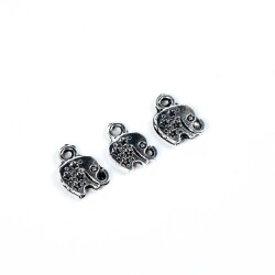 6 Adet - 12 mm Fil Desenli Metal Uç, Takı Malzemesi, Boyalı Gümüş Kaplama - 4