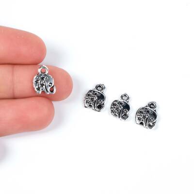 6 Adet - 12 mm Fil Desenli Metal Uç, Takı Malzemesi, Boyalı Gümüş Kaplama - 1