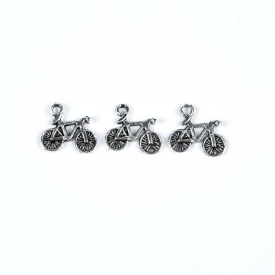 6 Adet - 13 mm Bisiklet Desenli Metal Uç, Takı Malzemesi, Boyalı Gümüş Kaplama - 2