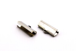 6 Adet - 6x20 mm Dişli Bağlantı Aparatı, Timsah Kapama, Kulplu Dişli Sıkıştırma, Kolye ve Bileklik Kapama, Nikel Kaplama - 2