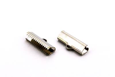6 Adet - 6x20 mm Dişli Bağlantı Aparatı, Timsah Kapama, Kulplu Dişli Sıkıştırma, Kolye ve Bileklik Kapama, Nikel Kaplama - 2