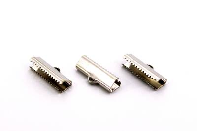 6 Adet - 6x20 mm Dişli Bağlantı Aparatı, Timsah Kapama, Kulplu Dişli Sıkıştırma, Kolye ve Bileklik Kapama, Nikel Kaplama - 1