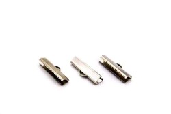 6 Adet - 6x25 mm Dişli Bağlantı Aparatı, Timsah Kapama, Kulplu Dişli Sıkıştırma, Kolye ve Bileklik Kapama, Nikel Kaplama - 1