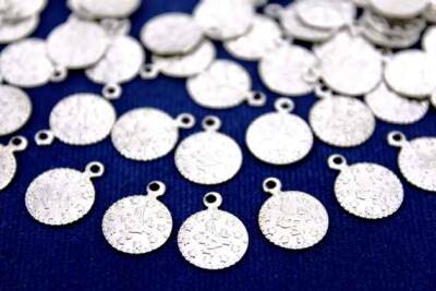 8 Adet - 10 Mm Tuğra Desen Nikel Kaplama Metal Pul, Takı Malzemesi, Pirinç Pul, 127n - 1