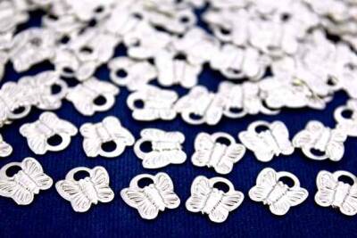 8 Adet - 11 Mm Kelebek Desen Nikel Kaplama Metal Pul, Takı Malzemesi, Pirinç Pul, 116n - 1