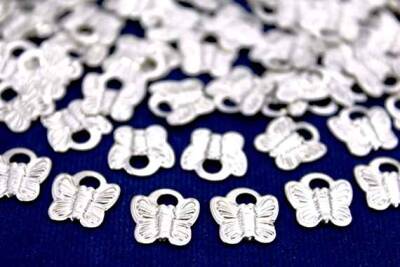 8 Adet - 11 Mm Kelebek Desen Nikel Kaplama Metal Pul, Takı Malzemesi, Pirinç Pul, 116n - 2