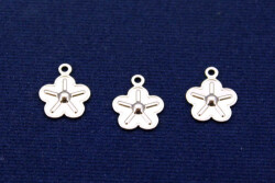 8 Adet- 12 Mm Çiçek Desenli Pul, Takı Malzemesi, Metal Pul, Nikel Kaplama, Pirinç #1124n - 1