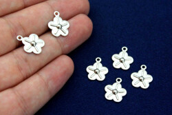 8 Adet- 12 Mm Çiçek Desenli Pul, Takı Malzemesi, Metal Pul, Nikel Kaplama, Pirinç #1124n - 2
