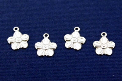 8 Adet- 12 Mm Çiçek Desenli Pul, Takı Malzemesi, Metal Pul, Nikel Kaplama, Pirinç #1223n - 1
