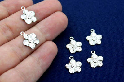 8 Adet- 12 Mm Çiçek Desenli Pul, Takı Malzemesi, Metal Pul, Nikel Kaplama, Pirinç #1223n - 2