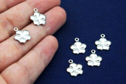 8 Adet- 12 Mm Çiçek Desenli Pul, Takı Malzemesi, Metal Pul, Nikel Kaplama, Pirinç #1122n - 2