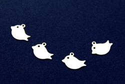 8 Adet- 12x15 Mm Kuş Desenli Pul, Takı Malzemesi, Metal Pul, Nikel Kaplama, Pirinç #1292n - YF Hobi