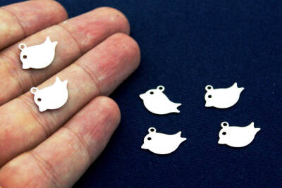 8 Adet- 12x15 Mm Kuş Desenli Pul, Takı Malzemesi, Metal Pul, Nikel Kaplama, Pirinç #1292n - 2