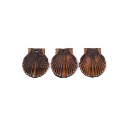 8 Adet - 30 mm Midye Desenli Metalize Uç, Antik Bakır Renk Metalize Boncuk - 2