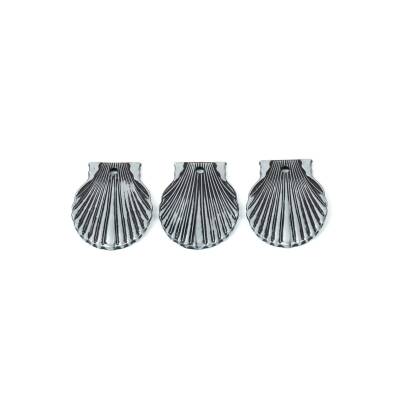 8 Adet - 30 mm Midye Desenli Metalize Uç, Antik Gümüş Renk Metalize Boncuk - 2