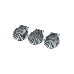 8 Adet - 30 mm Midye Desenli Metalize Uç, Antik Gümüş Renk Metalize Boncuk - 3