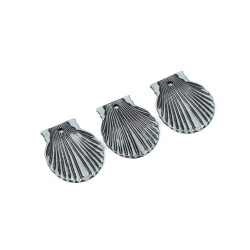 8 Adet - 30 mm Midye Desenli Metalize Uç, Antik Gümüş Renk Metalize Boncuk - 4