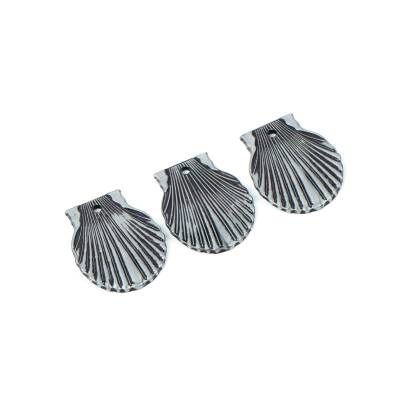 8 Adet - 30 mm Midye Desenli Metalize Uç, Antik Gümüş Renk Metalize Boncuk - 4