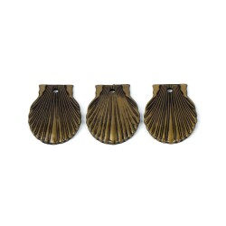 8 Adet - 30 mm Midye Desenli Metalize Uç, Antik Sarı Renk Metalize Boncuk - 2