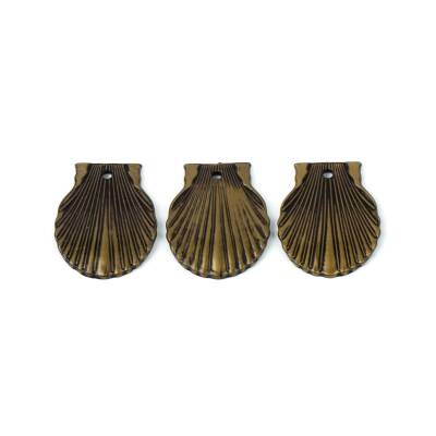 8 Adet - 30 mm Midye Desenli Metalize Uç, Antik Sarı Renk Metalize Boncuk - 2