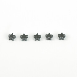 8 Adet - 4.5 mm, Yıldız Desenli Metal Uç, Ortadan Delik Zamak Ara Parça, Hematit Renk, 1. Kalite - 2