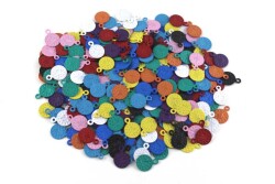 8 Mm Tuğra Desenli Renkli Metal Pul, Takı Malzemesi, Pirinç Pul, (23-25 Adet Civarı) - YF Hobi