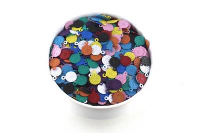 8 Mm Tuğra Desenli Renkli Metal Pul, Takı Malzemesi, Pirinç Pul, (23-25 Adet Civarı) - 2