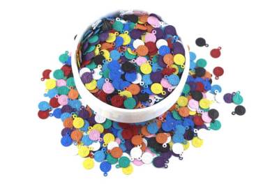 8 Mm Tuğra Desenli Renkli Metal Pul, Takı Malzemesi, Pirinç Pul, (23-25 Adet Civarı) - 3